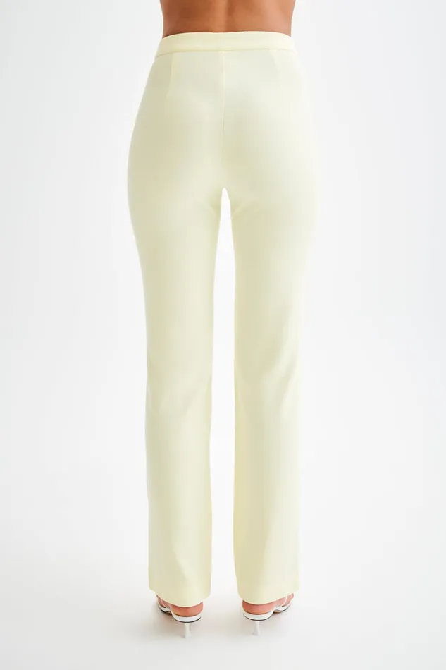 Women Meshki Bottoms Allanah Suiting Straight Leg Pant 8211 Pastel Lemon