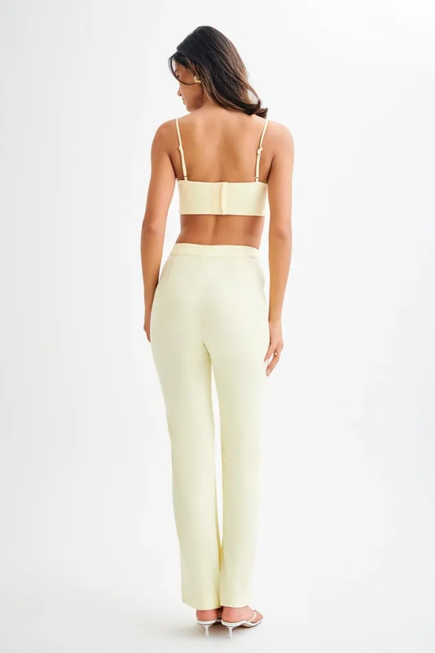 Women Meshki Bottoms Allanah Suiting Straight Leg Pant 8211 Pastel Lemon