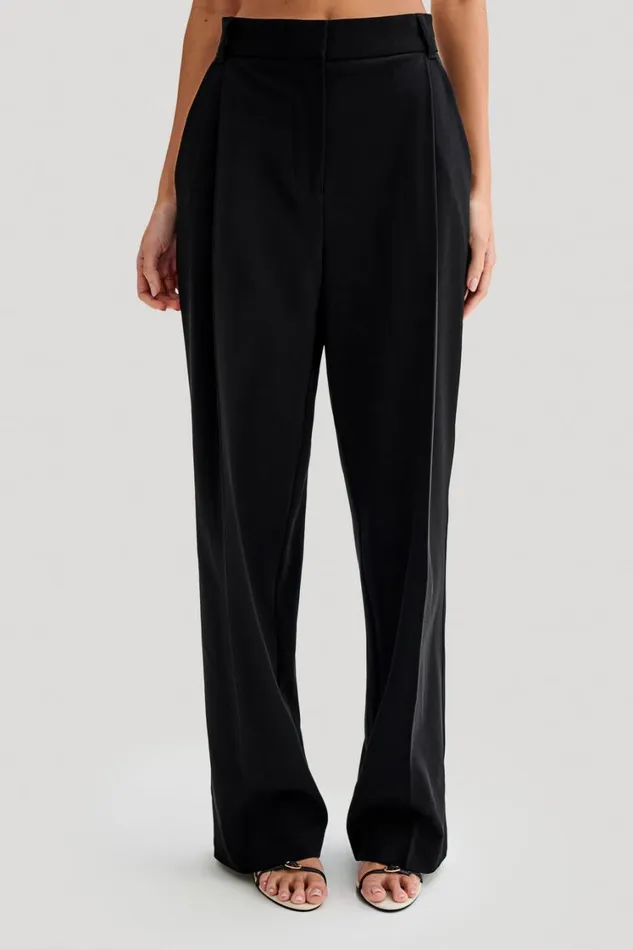 Women Meshki Bottoms Amelie Suiting Straight Leg Pants 8211 Black