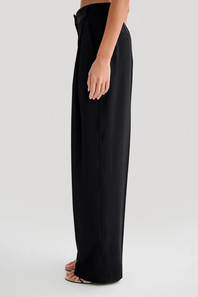 Women Meshki Bottoms Amelie Suiting Straight Leg Pants 8211 Black