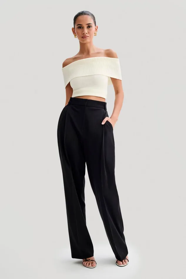 Women Meshki Bottoms Amelie Suiting Straight Leg Pants 8211 Black