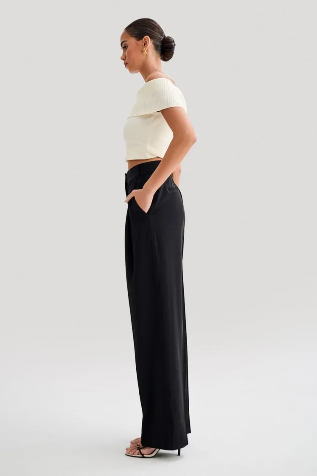 Women Meshki Bottoms Amelie Suiting Straight Leg Pants 8211 Black