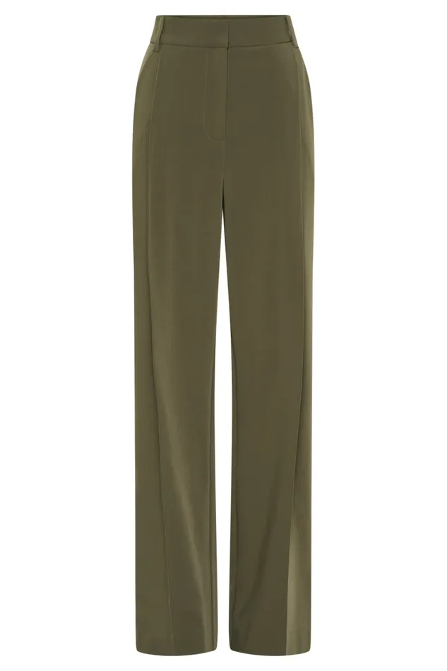 Women Meshki Bottoms Amelie Suiting Straight Leg Pants 8211 Military Olive