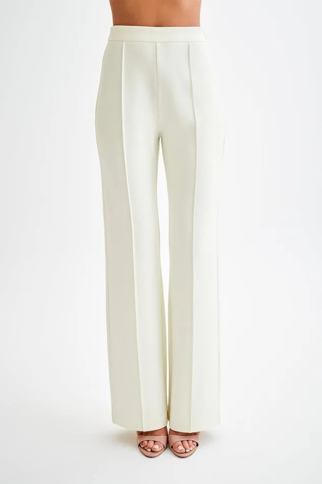 Women Meshki Bottoms Antonia Pleated Wide Leg Pants 8211 Ivory
