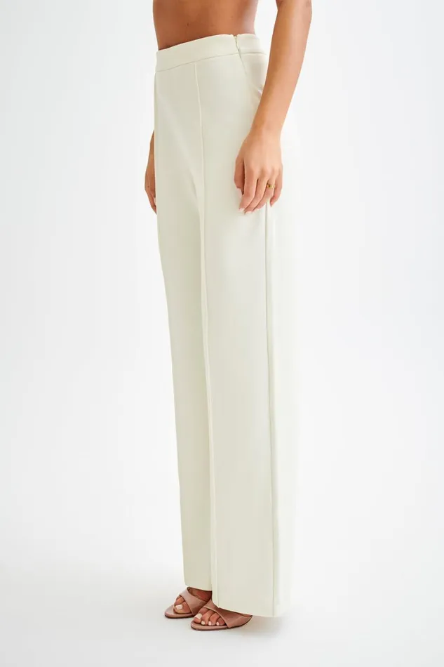 Women Meshki Bottoms Antonia Pleated Wide Leg Pants 8211 Ivory