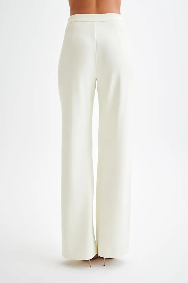 Women Meshki Bottoms Antonia Pleated Wide Leg Pants 8211 Ivory