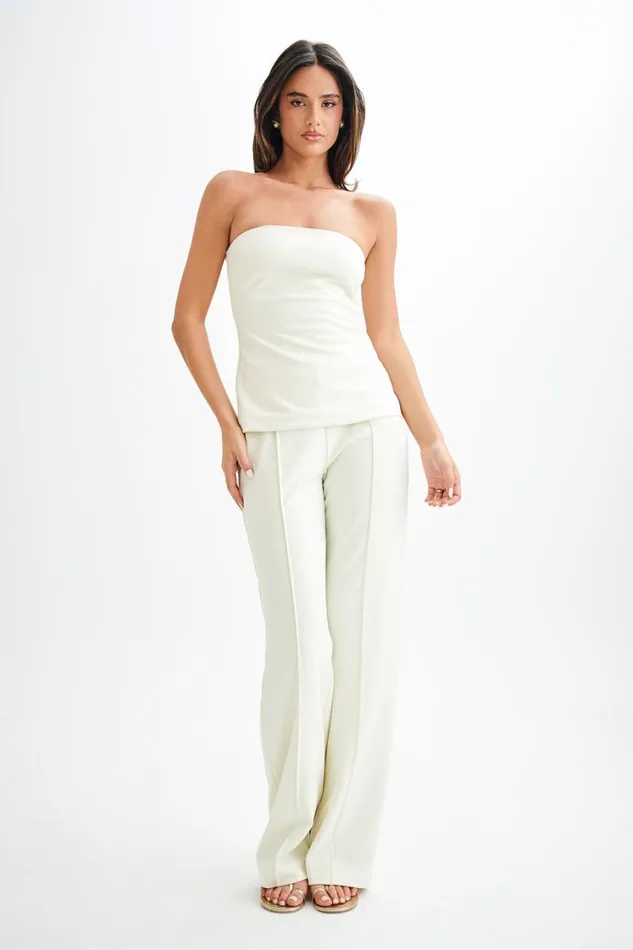 Women Meshki Bottoms Antonia Pleated Wide Leg Pants 8211 Ivory