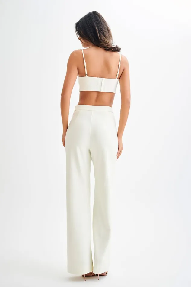 Women Meshki Bottoms Antonia Pleated Wide Leg Pants 8211 Ivory