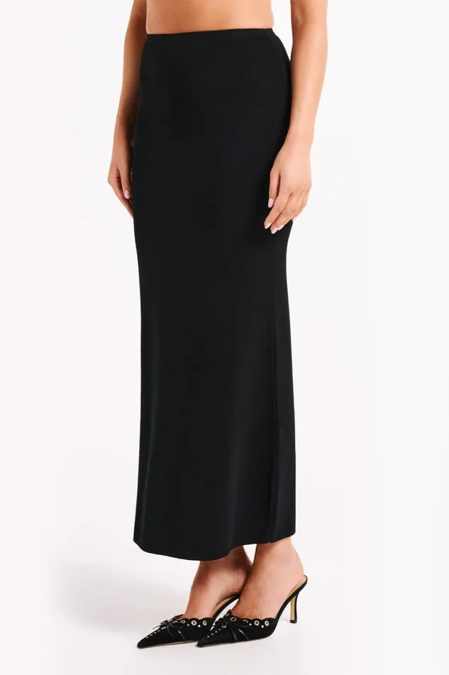 Women Meshki Bottoms Avani Mid Rise Knit Maxi Skirt 8211 Black