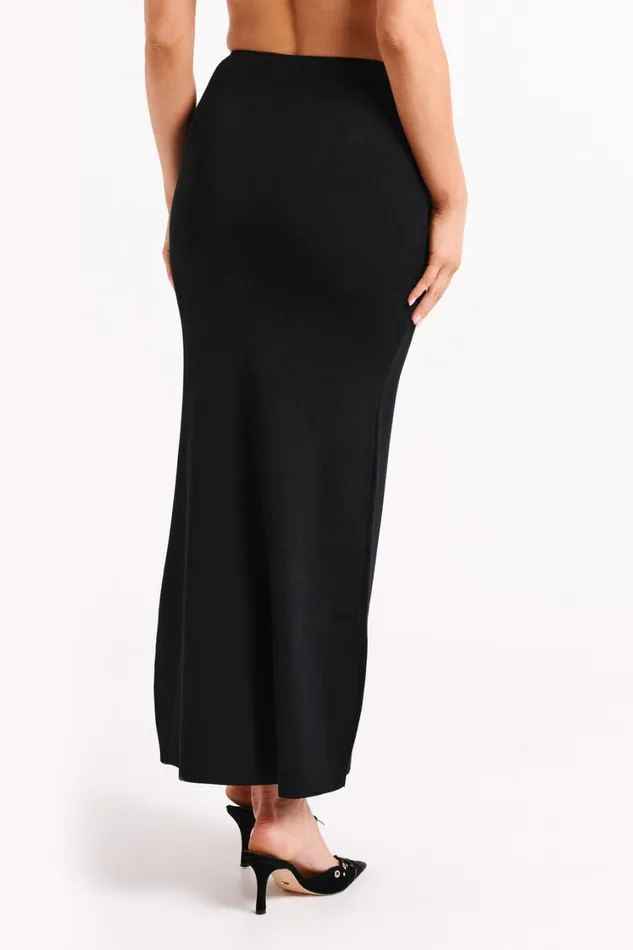 Women Meshki Bottoms Avani Mid Rise Knit Maxi Skirt 8211 Black