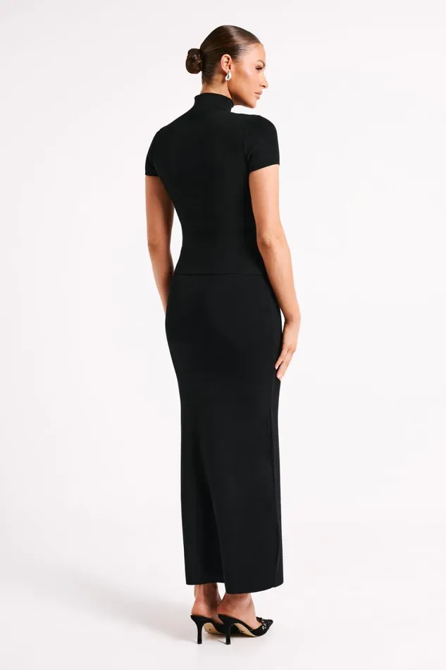 Women Meshki Bottoms Avani Mid Rise Knit Maxi Skirt 8211 Black