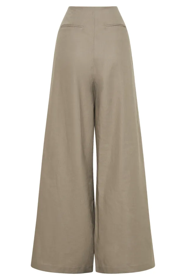 Women Meshki Bottoms Brandi Linen Straight Leg Pant 8211 Pebble