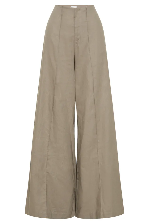 Women Meshki Bottoms Brandi Linen Straight Leg Pant 8211 Pebble