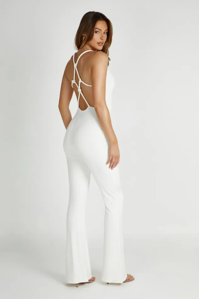 Women Meshki Bottoms Brinley Slinky Jersey Jumpsuit 8211 White