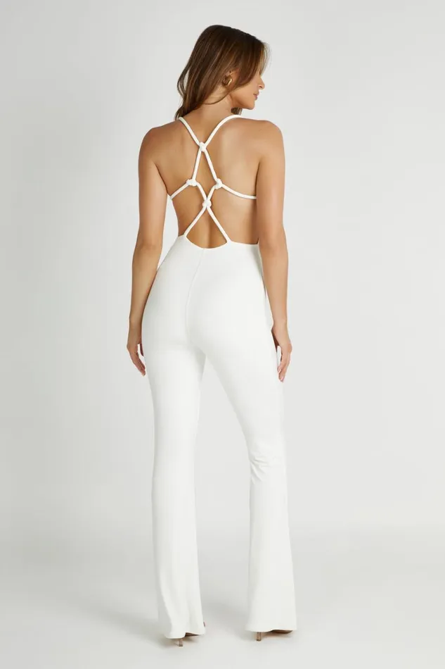 Women Meshki Bottoms Brinley Slinky Jersey Jumpsuit 8211 White
