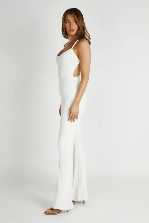 Women Meshki Bottoms Brinley Slinky Jersey Jumpsuit 8211 White