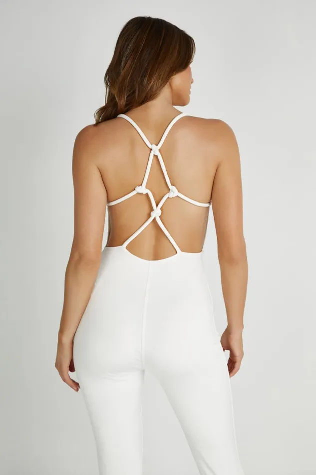 Women Meshki Bottoms Brinley Slinky Jersey Jumpsuit 8211 White