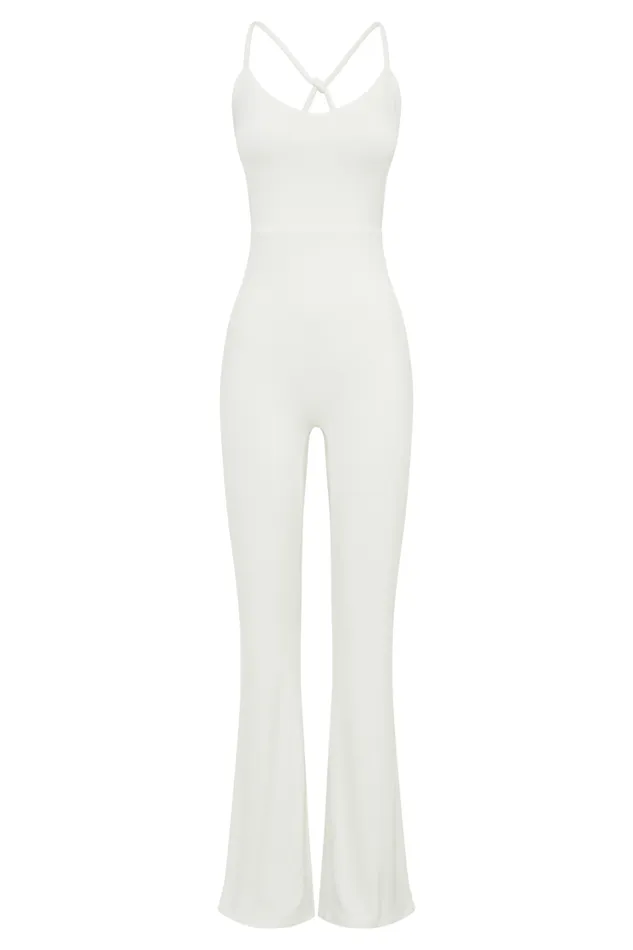 Women Meshki Bottoms Brinley Slinky Jersey Jumpsuit 8211 White