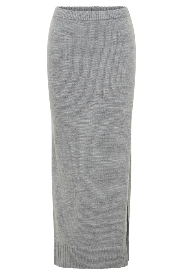Women Meshki Bottoms Brittany Knit Midi Skirt 8211 Grey Marle