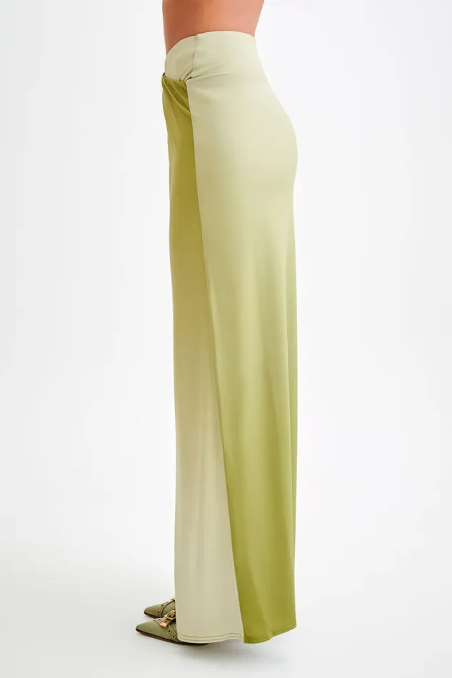 Women Meshki Bottoms Bronwyn Slinky Ruched Maxi Skirt With Split 8211 Ombre Vintage Olive