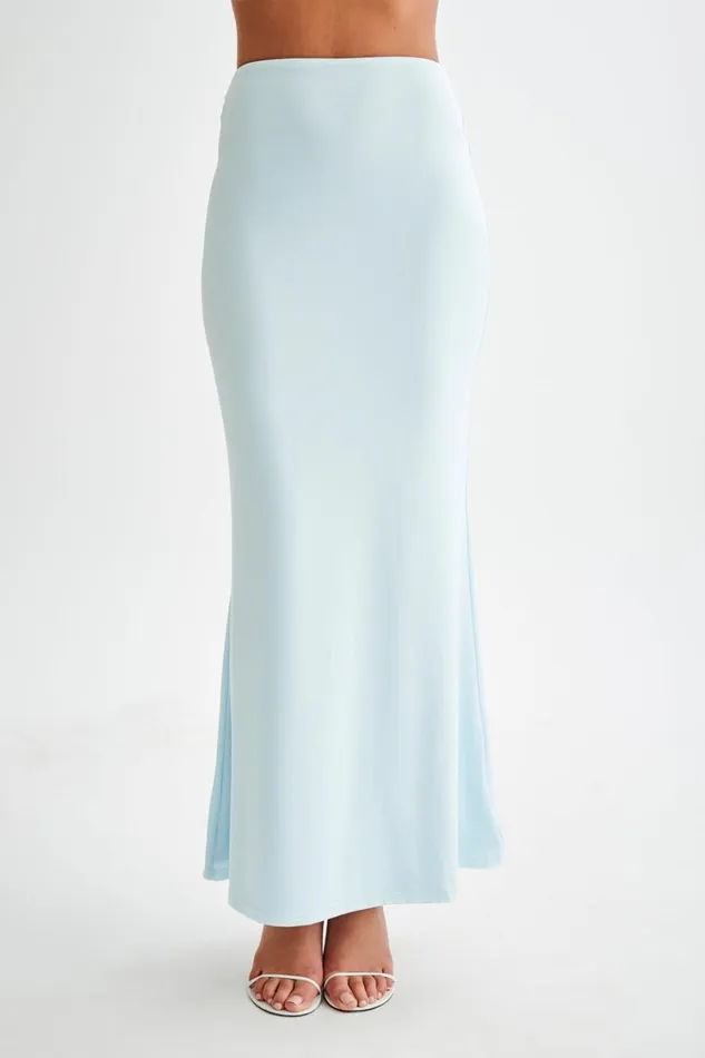 Women Meshki Bottoms Bruna Slinky Fishtail Maxi Skirt 8211 Sky Blue