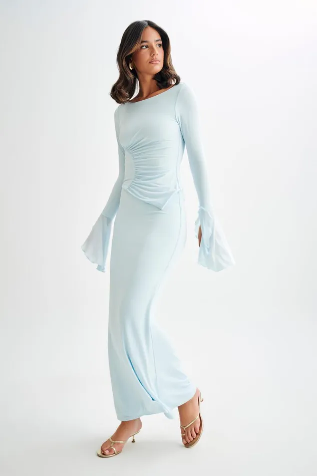 Women Meshki Bottoms Bruna Slinky Fishtail Maxi Skirt 8211 Sky Blue