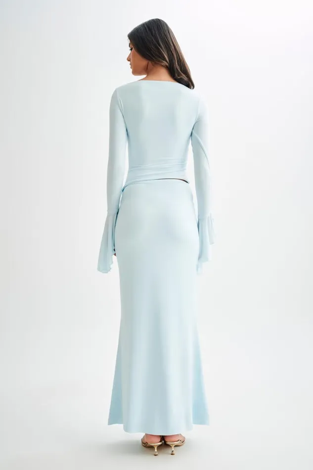 Women Meshki Bottoms Bruna Slinky Fishtail Maxi Skirt 8211 Sky Blue