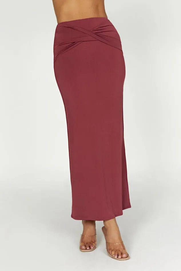 Women Meshki Bottoms Ceri Maxi Twist Skirt 8211 Wine