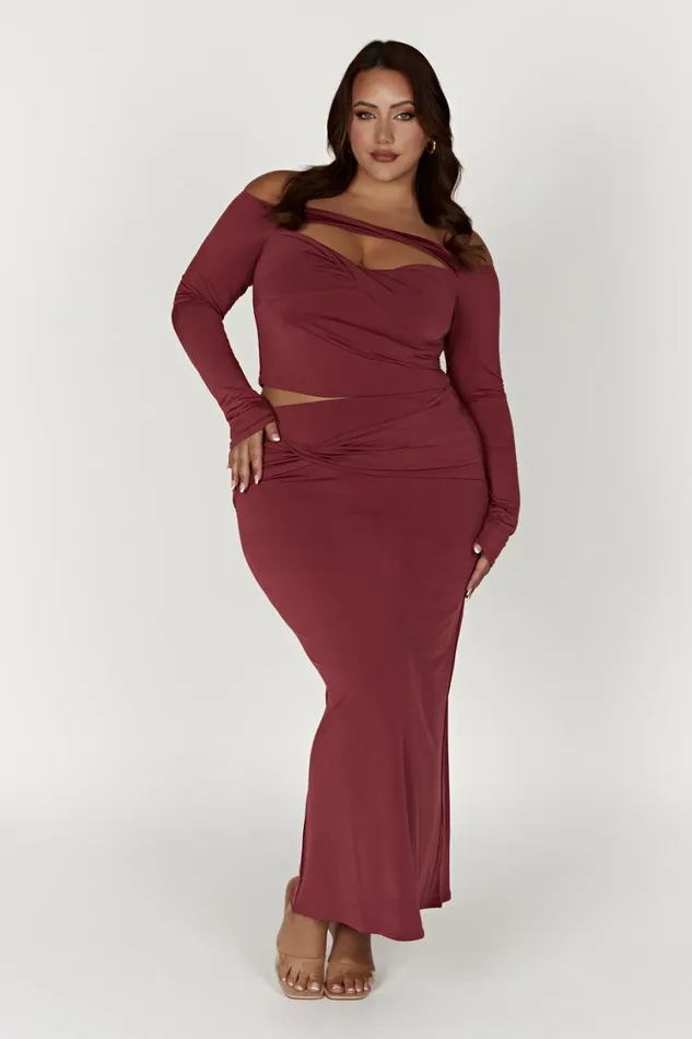 Women Meshki Bottoms Ceri Maxi Twist Skirt 8211 Wine