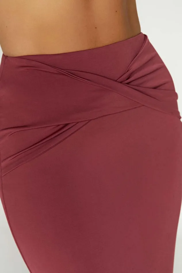 Women Meshki Bottoms Ceri Maxi Twist Skirt 8211 Wine