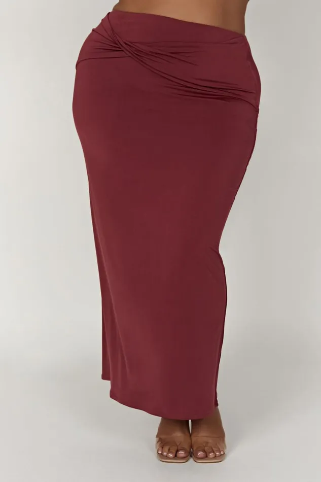 Women Meshki Bottoms Ceri Maxi Twist Skirt 8211 Wine