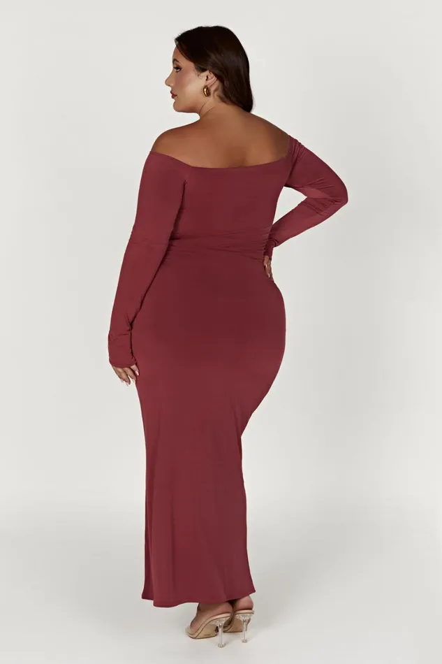 Women Meshki Bottoms Ceri Maxi Twist Skirt 8211 Wine