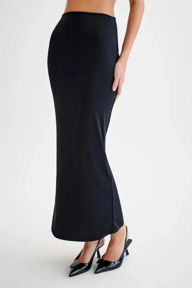 Women Meshki Bottoms Charlene Slinky Midi Skirt 8211 Black