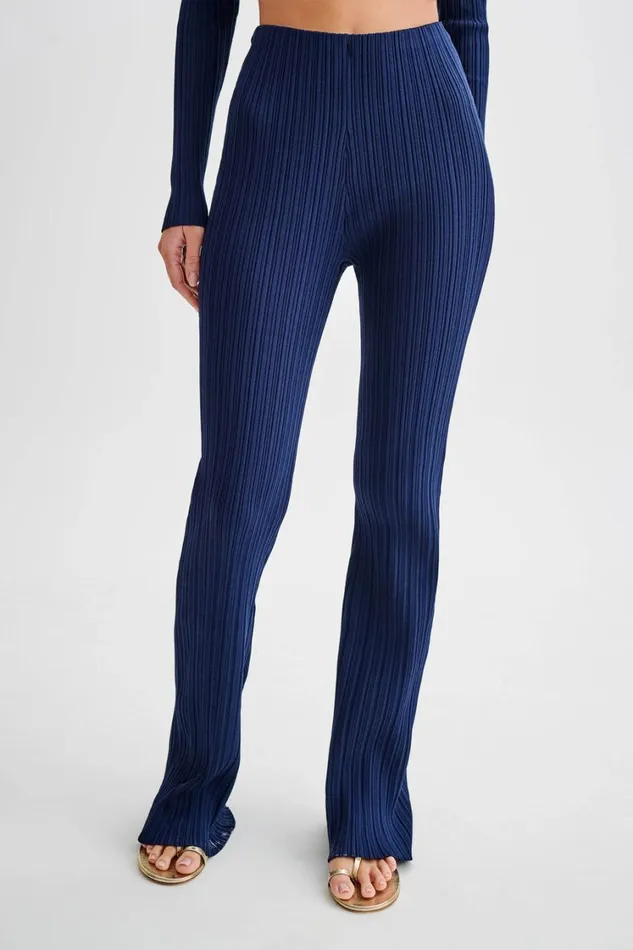 Women Meshki Bottoms Chiara Straight Leg Rib Knit Pant 8211 Navy