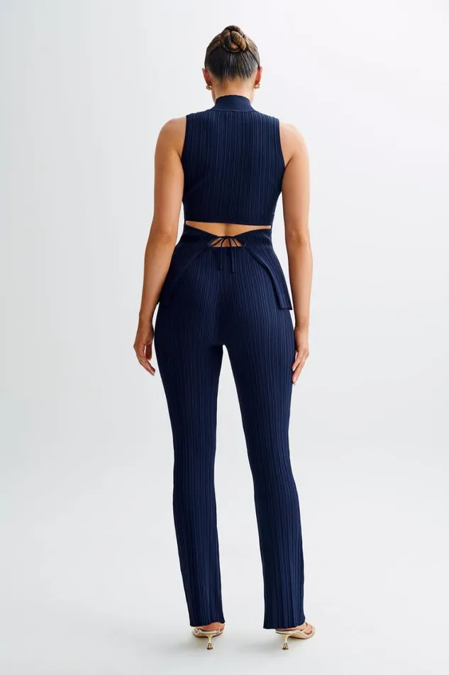 Women Meshki Bottoms Chiara Straight Leg Rib Knit Pant 8211 Navy