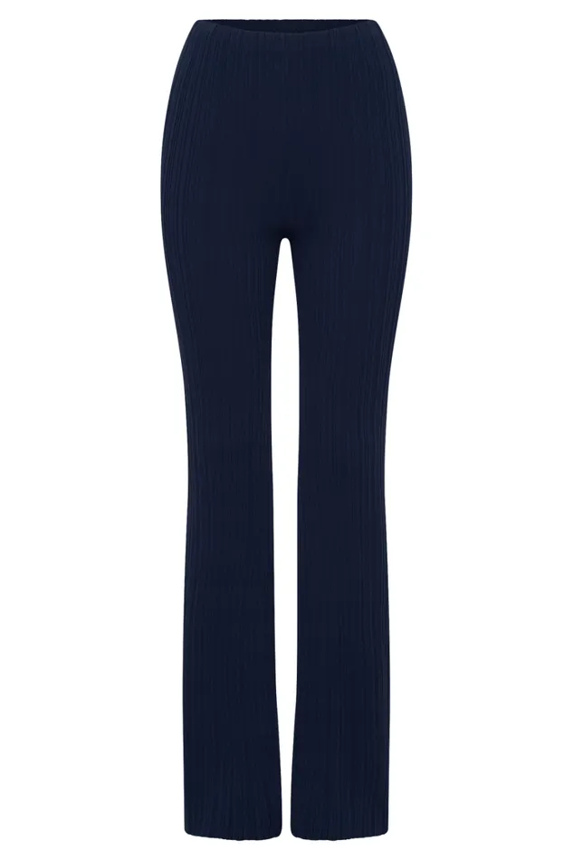 Women Meshki Bottoms Chiara Straight Leg Rib Knit Pant 8211 Navy