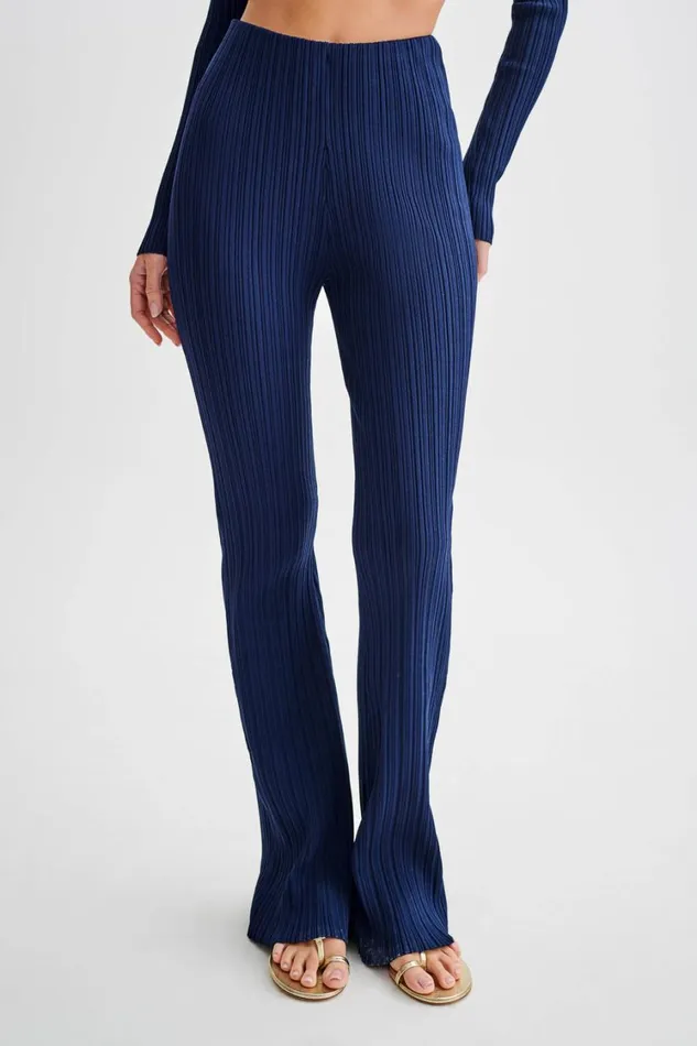 Women Meshki Bottoms Chiara Straight Leg Rib Knit Pant 8211 Navy