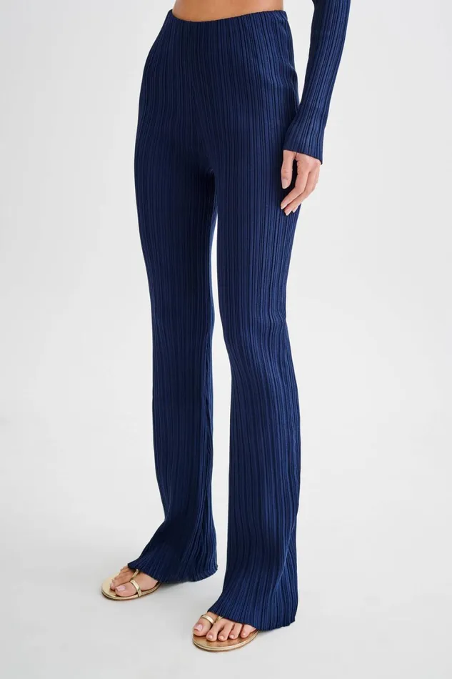 Women Meshki Bottoms Chiara Straight Leg Rib Knit Pant 8211 Navy