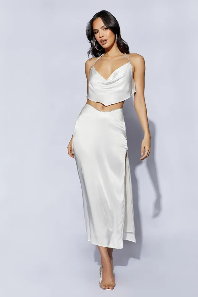 Women Meshki Bottoms Christie Diamante Rope Maxi Skirt 8211 White Women Meshki Bottoms Christie Diamante Rope Maxi Skirt 8211 White