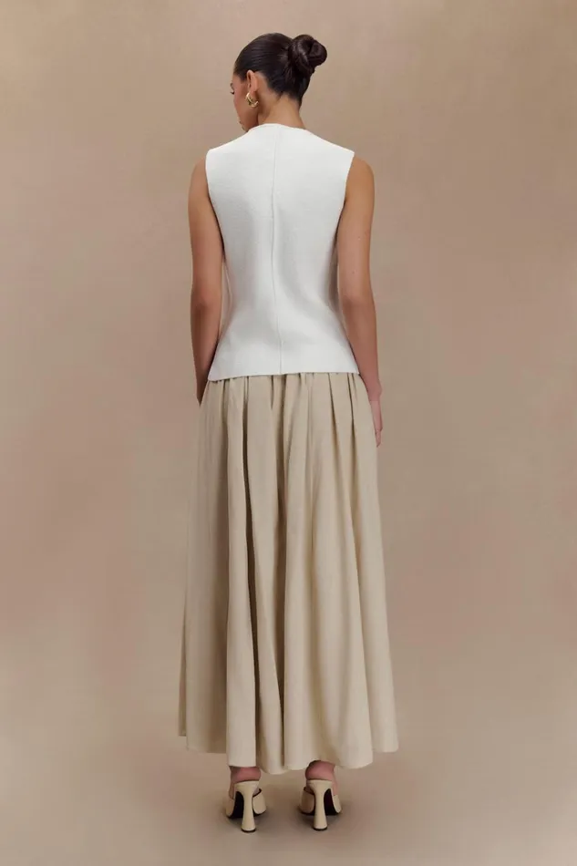 Women Meshki Bottoms Clarence Linen ALine Maxi Skirt 8211 Natural