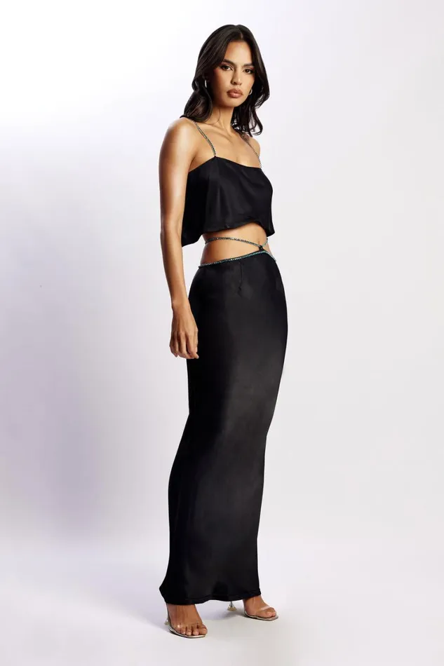 Women Meshki Bottoms Dayana Diamante Maxi Skirt 8211 Black Women Meshki Bottoms Dayana Diamante Maxi Skirt 8211 Black