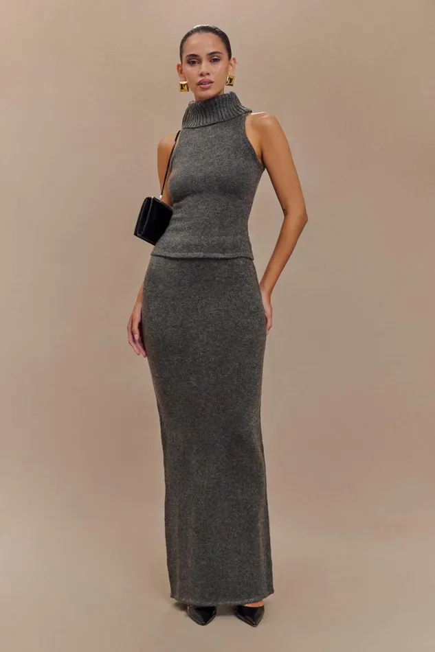 Women Meshki Bottoms Elise Knit Maxi Skirt 8211 Charcoal Marle