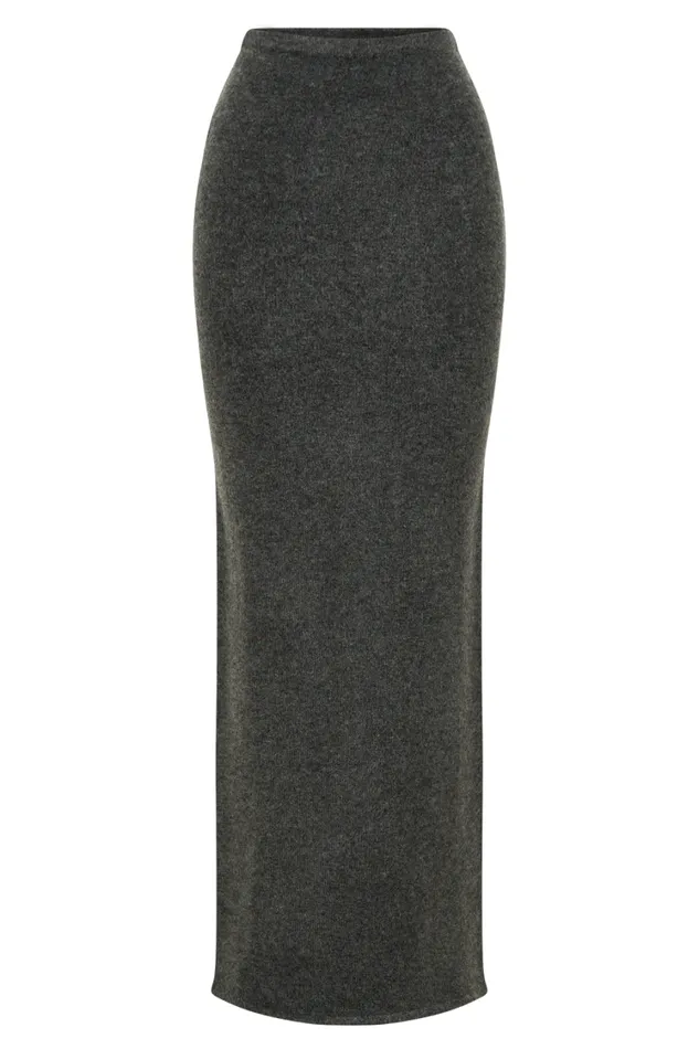 Women Meshki Bottoms Elise Knit Maxi Skirt 8211 Charcoal Marle