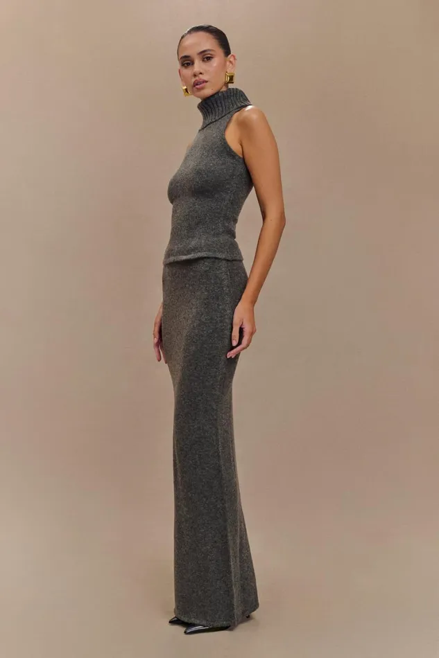 Women Meshki Bottoms Elise Knit Maxi Skirt 8211 Charcoal Marle