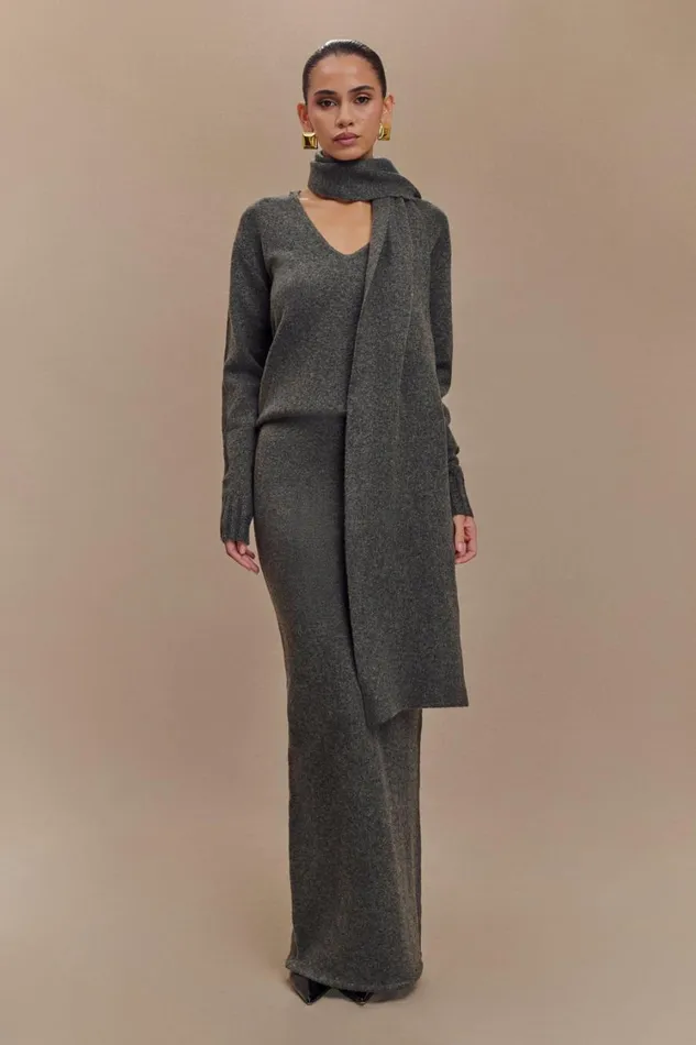 Women Meshki Bottoms Elise Knit Maxi Skirt 8211 Charcoal Marle