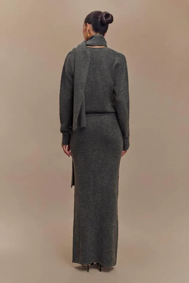 Women Meshki Bottoms Elise Knit Maxi Skirt 8211 Charcoal Marle