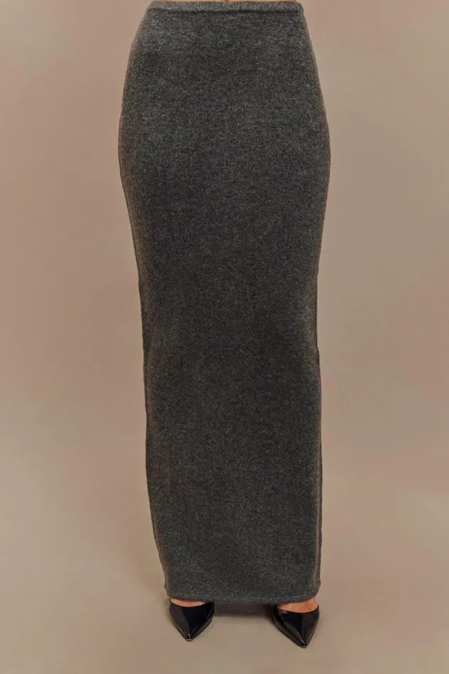 Women Meshki Bottoms Elise Knit Maxi Skirt 8211 Charcoal Marle