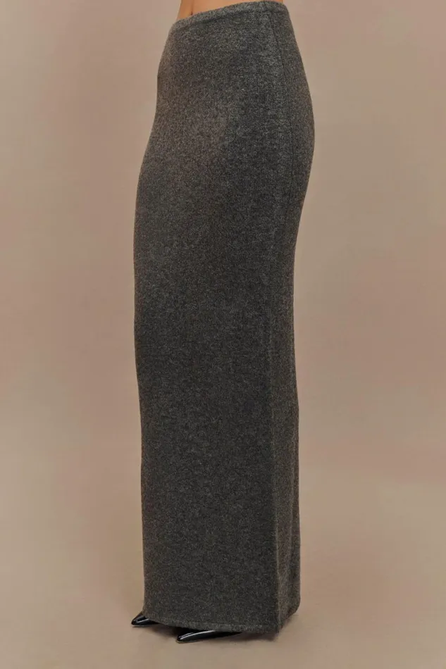 Women Meshki Bottoms Elise Knit Maxi Skirt 8211 Charcoal Marle