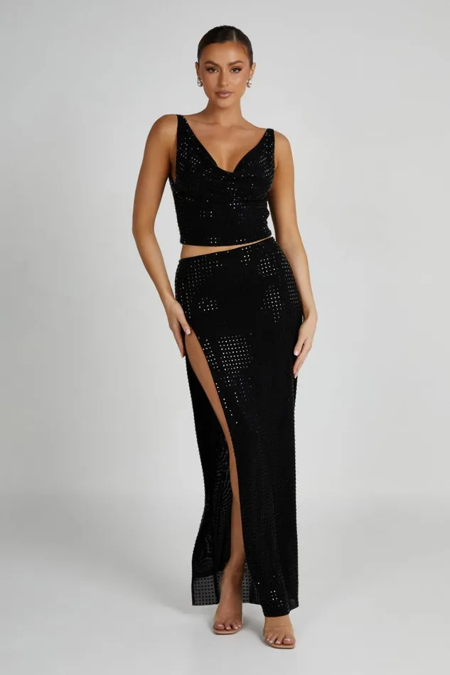 Women Meshki Bottoms Ellery Square Diamante Maxi Skirt 8211 Black