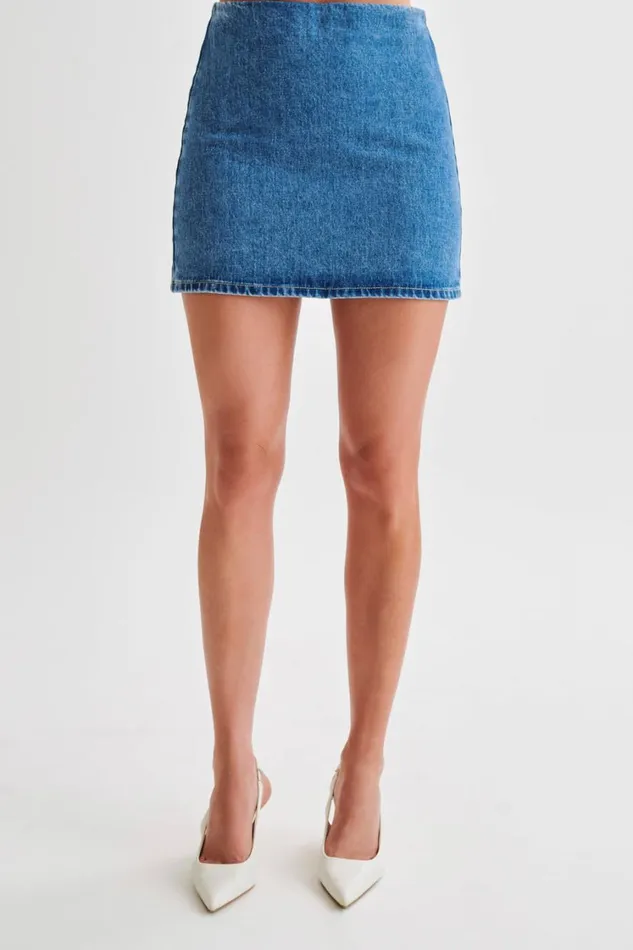 Women Meshki Bottoms Ellie Denim Mini Skirt 8211 70039s Blue